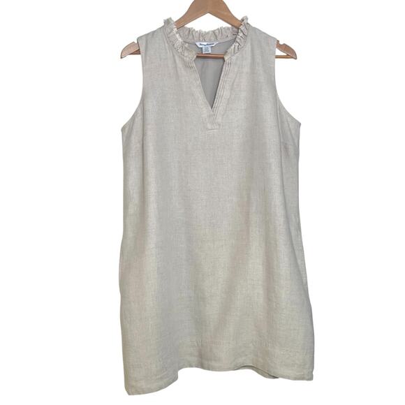 Tommy Bahama Dress Size L Linen Two Palms Double Ruffle Shift Resortwear - Picture 3 of 10